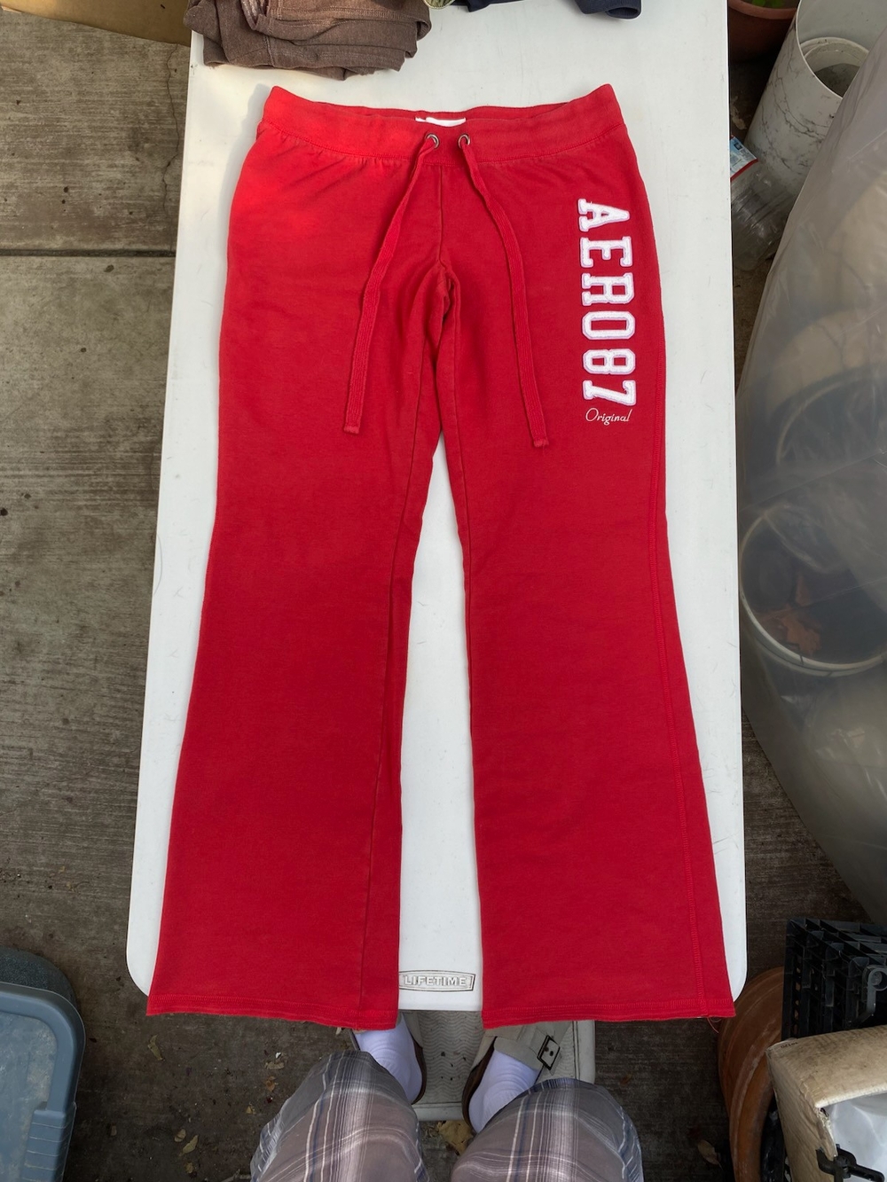 Cute Aeropostale Red Womens' Flared Sweatpants with White Logo